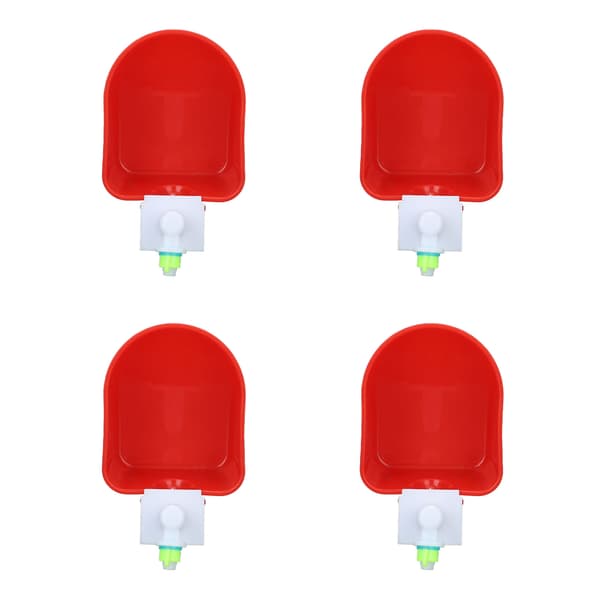 4 Set Automatic Poultry Fountain Plastic Water Bowl with Hose Fitting for Game Bird Universal Red