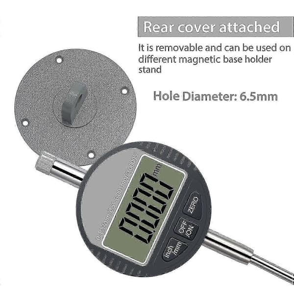 Digital mikrometer 0,01 mm præcision - LED elektronisk måleur 0-12,7 mm grå