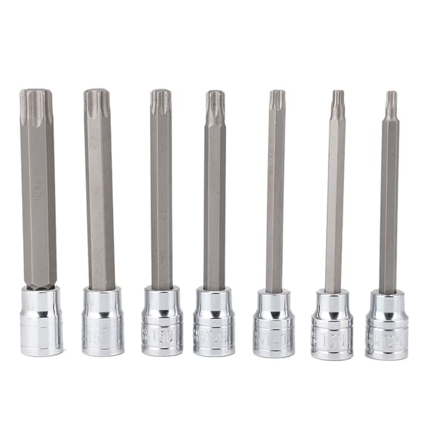 Ekstra lang Torx Star Bit Sokkel Sæt, 7 stk., 3/8\" Drive