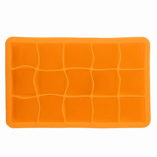 15 rutnät silikon isbricka DIY iskuber Mögelmaskin för hem kök Bartillbehör Orange