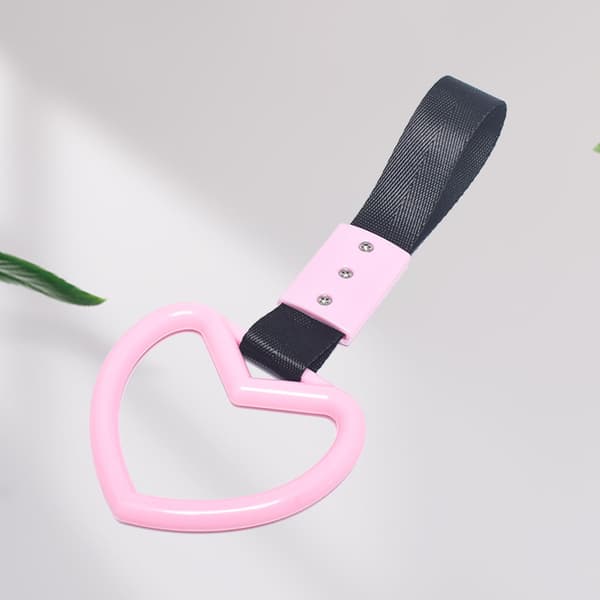 Car Handle Strap Heart Shaped Plastic Sturdy Universal Decorative Rear Bumper Warning Ring Pink