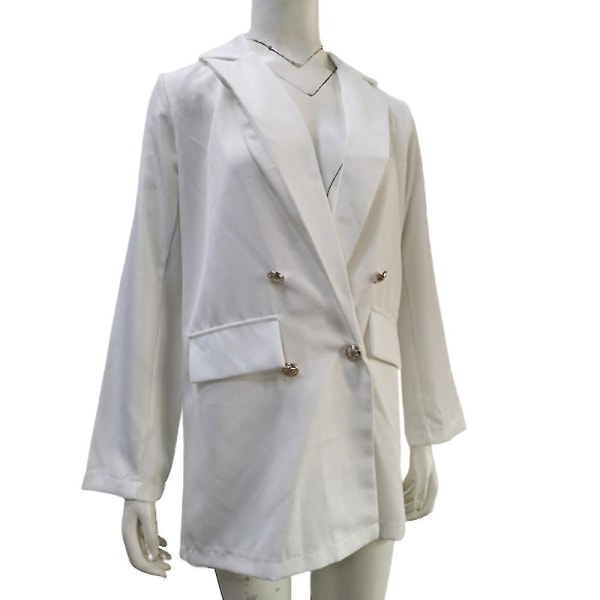Damer Damer Casual långärmade blazers Enfärgad kavaj Work Office Öppen front kostymjacka White L