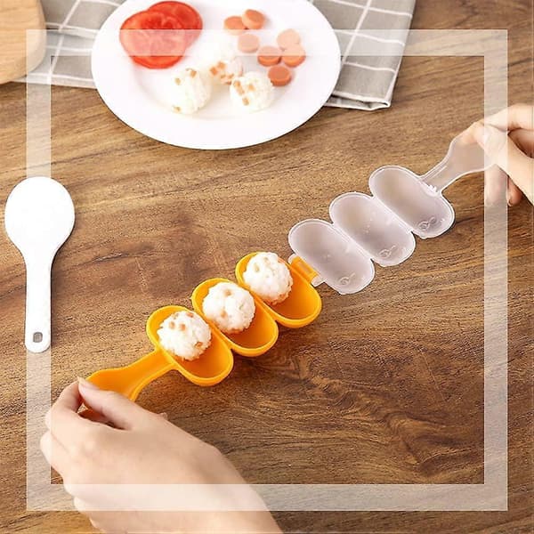 Gjør-det-selv risbolleform (oransje med 1 skje), non-stick risbolleshaker