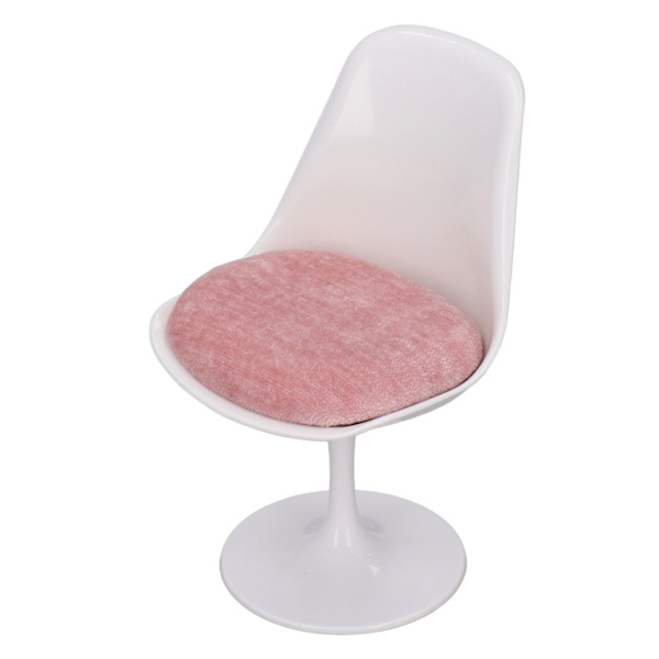 Dukkehustol Kontorstol ABS Hvit Rosa Runde Ben Casual Roterbar Stol for 1:6 Dukkehustol uten Armleninger