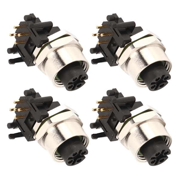 4 stk Elektrisk Aviation Socket Connector M12 5-polet Aluminiumlegering Vandafvisende til RV Båd
