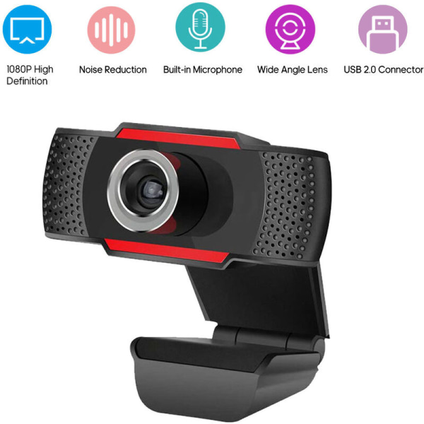1080P Full High Definition Webcam Videokort Web Cam Noise Reduction Mikrofon USB2.0 Mini Computer Kamera til PC Laptop, model: 1080P