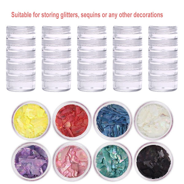 25st/lot Transparent Nail Art Dekorationer Förvaringslåda Paljetter Glitter Tillbehör Organizer