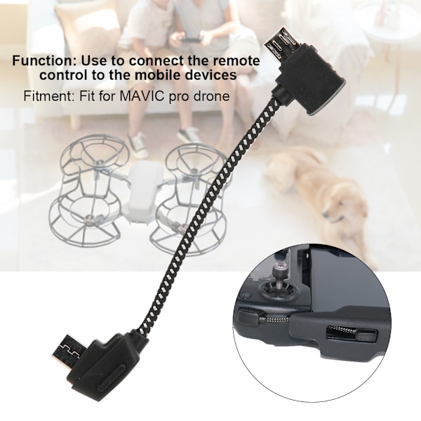 USB-kabel Anslutningskabel RC-delar Passar för MAVIC Pro Drone Fjärrkontroll Micro USB Omvänd Interface