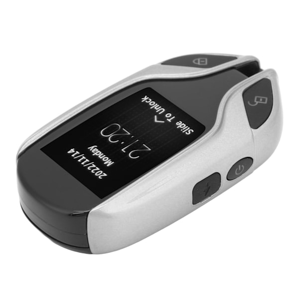 LCD-skærm Smart Key Universal lang standbytid PKE Keyless Entry System til alle modeller med One Button Start Sølv