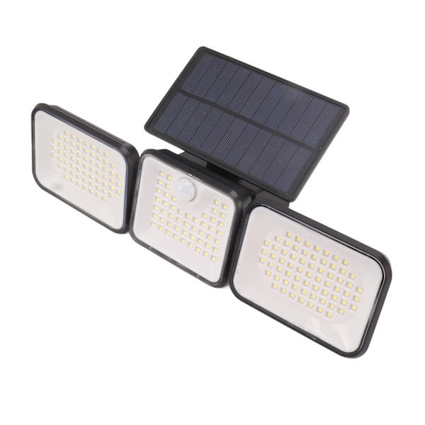 Solar utomhusljus 180 lysdioder 6000 till 7000K Superbright 3 justerbart huvud IP65 utomhus rörelsesensorlampa