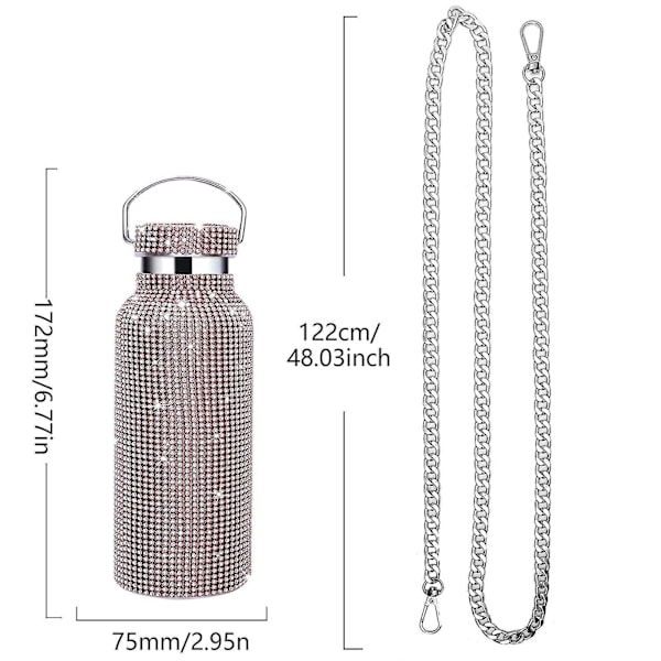 Timantti Bling Ristinkudostettu Rhinestone Vedenpullo - 750ML Rose Gold