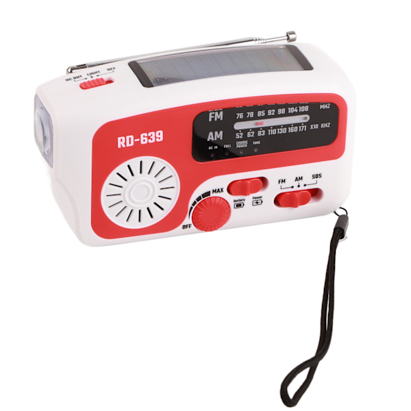 RD639 Solcelle Radio Nød Lader for Mobiltelefon Håndsveiv AM FM Radio med LED Lommelykt