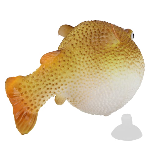Akvarium Pufferfisk Lysende Simulation Gummifisk med Sugkop til Akvarium Orange
