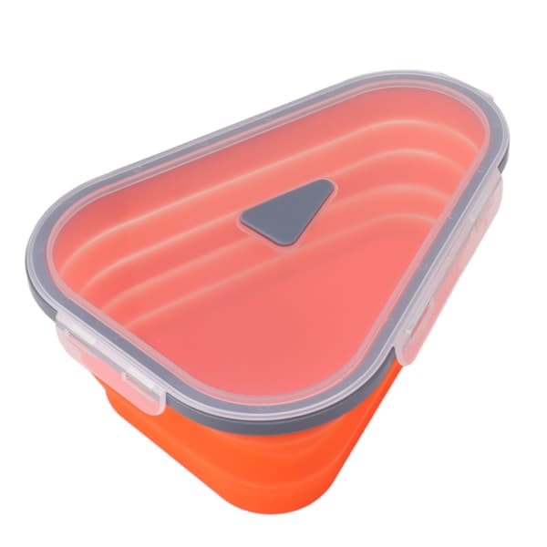 Reusable Expandable Pizza Storage Container with 5 Microwave Trays Adjustable Silicone Pizza Box Orange