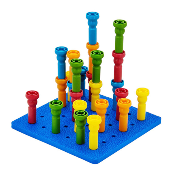 Peg Board Set Leksaker 6 hål 5 färger Pedagogiskt roligt Plastmaterial Rundade hörn Stapling Peg Board Leksak för småbarn