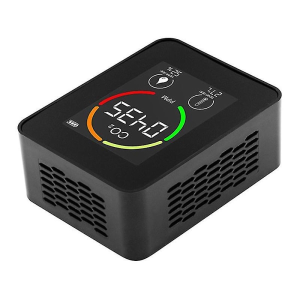 Bärbar luftkvalitetsdetektor Multifunktionell digital koldioxidmonitor för kontor i hemmet Semiconductor Black