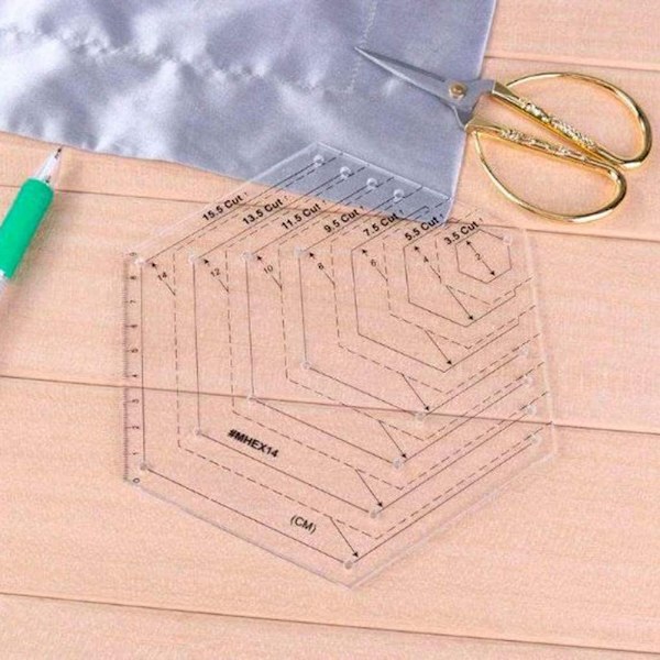 4 stk/sæt Sylinjal Akryl Håndlavede Quiltmønstre Stencil Linjal Trekanter Hexagon Patchwork Linjaler DIY Syværktøjer