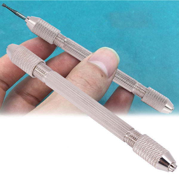 Metall Dubbla End Pin Skruv Chuck Hand Drill Bit Twist Smycken Watch Repair Tool
