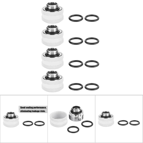 Vattenkylningskompressionskoppling (4-pack) - vit, för styvt akrylrör OD 14 mm