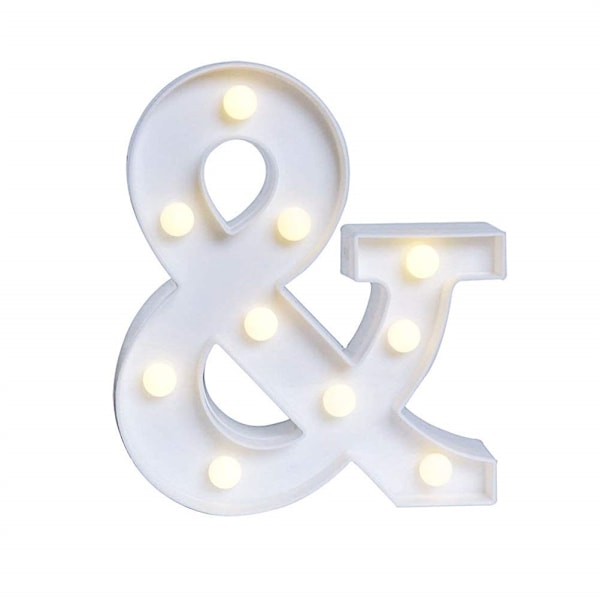 LED 26 Alfabet Bokstavsnummer Lys Ampersand og Symbol Kjærlighet Hjerte Lys opp Skiltlampe For Kjærlighet Bryllup Hjem Fest Ferie Bar Dekorasjon