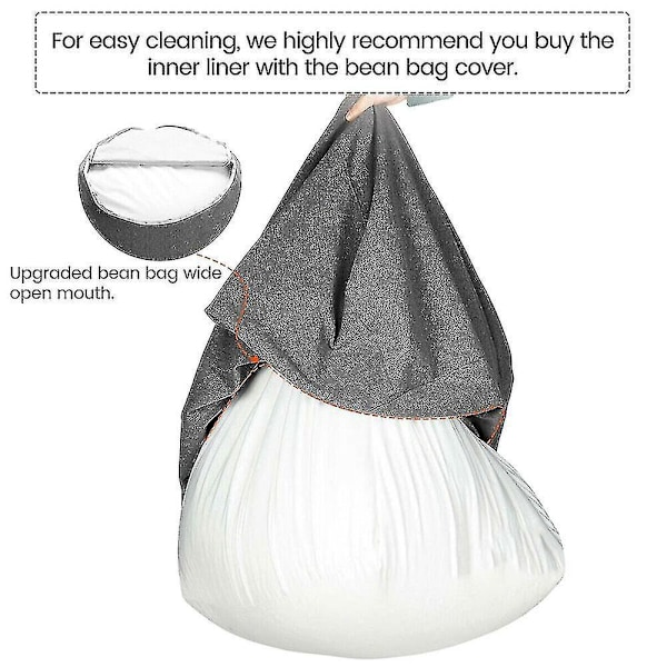 Innerfoder för Sittpuff - Stor 70X80cm, Lätt att Rengöra, Kallt Vit