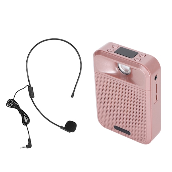 Bærbar Stemmeforstærker Genopladelig Mikrofon Højttaler Radio Understøtter Hukommelseskort Pink
