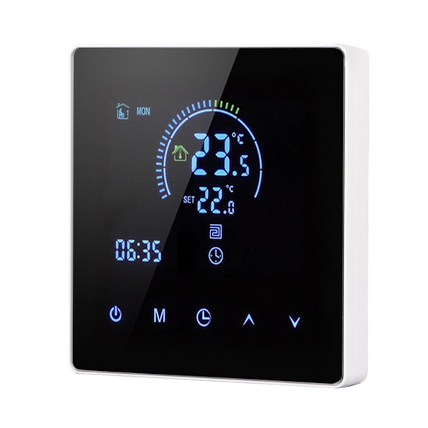 16A digital termostat med LCD-skærm Programmerbar termostat Elektrisk varmetermostat til hjemmekontor Hotel AC 90V‑240V Hvid Uden WiFi