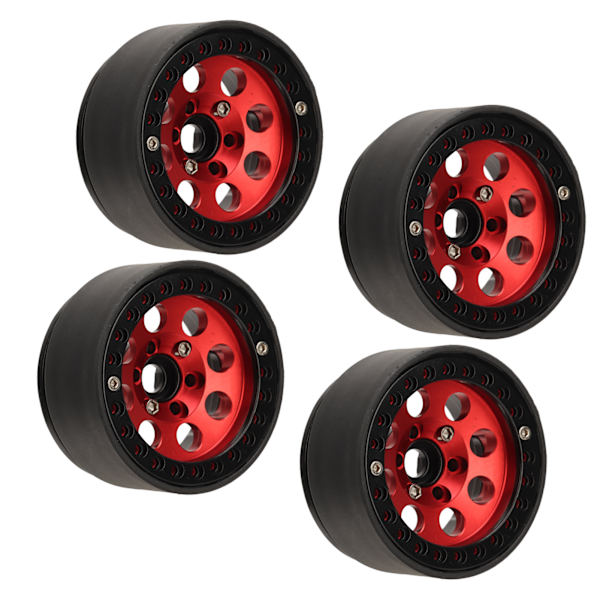 4 stk RC hjulfelg 1,9 tommer aluminiumslegering stabil RC bil hjulnav for Axial SCX10 II III Rød