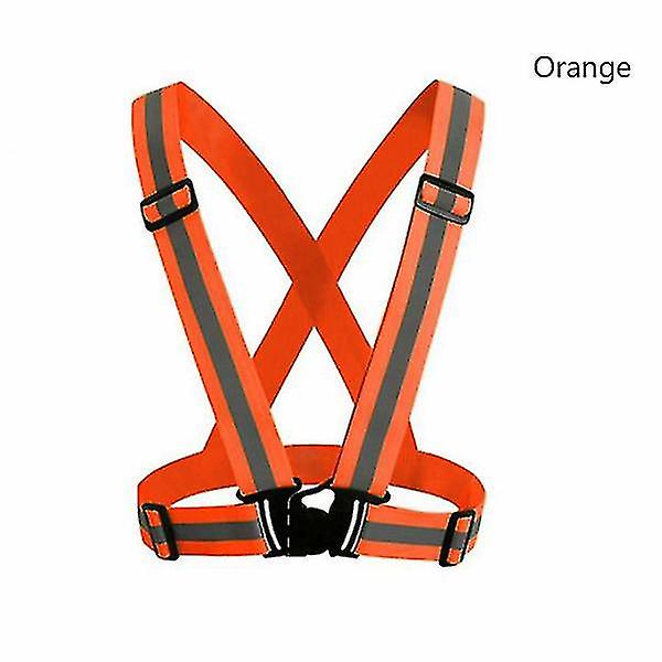 Näkyvyys Korkea säädettävä heijastava liivi Gear Strap Jacket Runner Orange