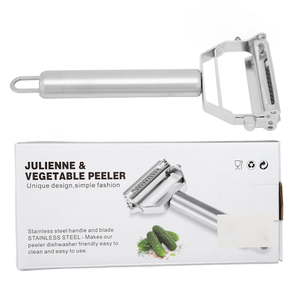 Julienne Peeler rostfritt stål 2 i 1 skalar rivjärn för morotspotatis melon grönsaksfrukt