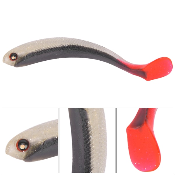 10 STK 7,5 cm/3,4 g silikon kunstige 3D-øyne Naturtrolige badbeten Myke fiskebeten Lokker Fiskeutstyr Tilbehør 1#