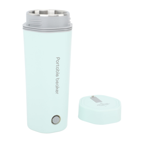 Resa Elektrisk Vattenkokare Bärbar 350ml Rostfritt Stål Säkerhetsskydd Mini Varmvattenpanna med Billaddare för Work Office 24V 140W Ljusgrön