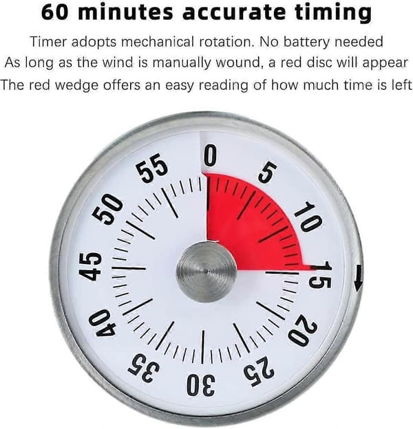 Magnetisk køkkentimer til børnemadlavning 60 minutter mekanisk visuel nedtælling
