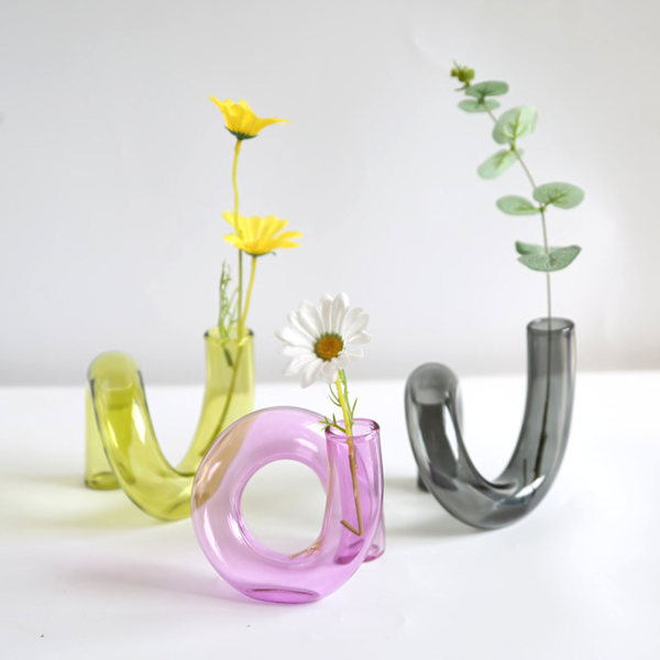 Glasvas Oregelbunden Hollow Out Elegant modern vas för vardagsrumskontor matbord