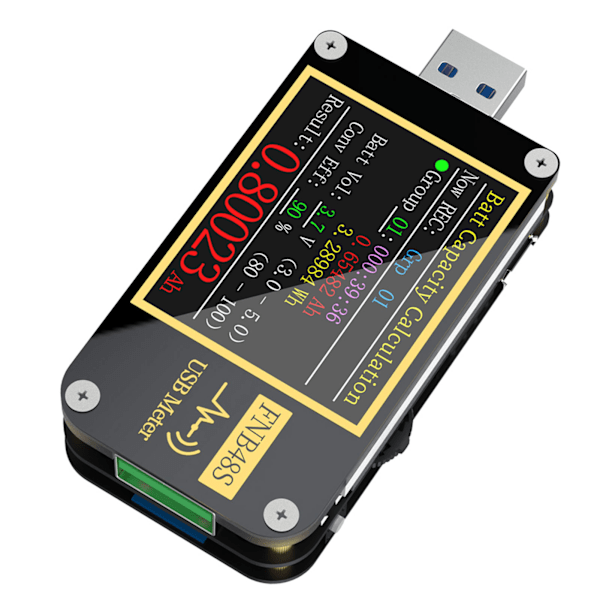 9-stifts USB-spänningsmätare Skärm Vändfunktion Gravity Sensor Multifunktionell USB Amperemeter Tester FNB48
