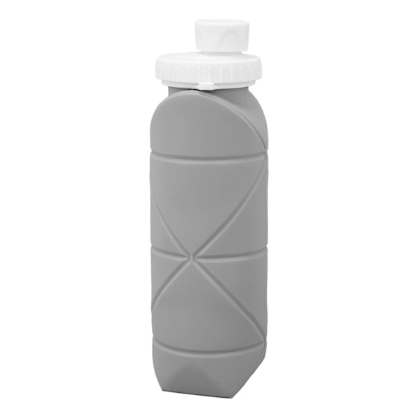 600 ml hopfällbar vattenflaska livsmedelsklassad silikon Läckagesäker Lätt resevattenflaska för gym Camping Sport Grå