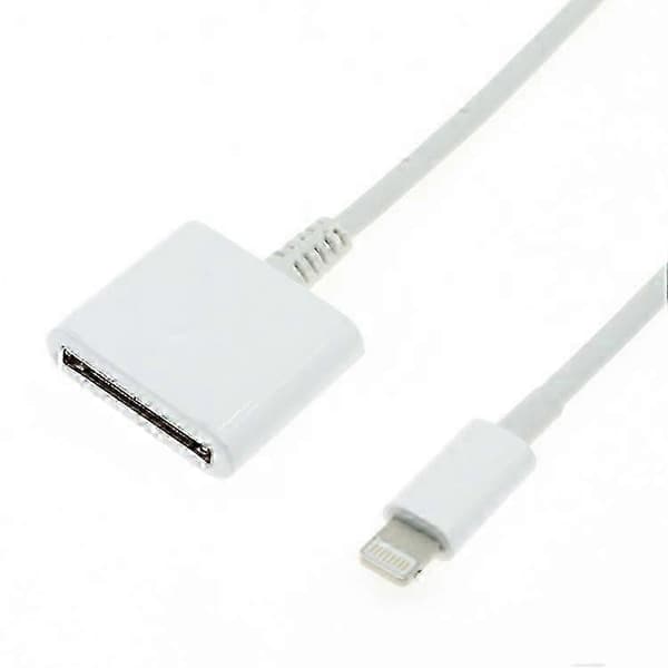 Hvid 8-pin til 30-pin han til hun adapterkabel, 15 cm længde
