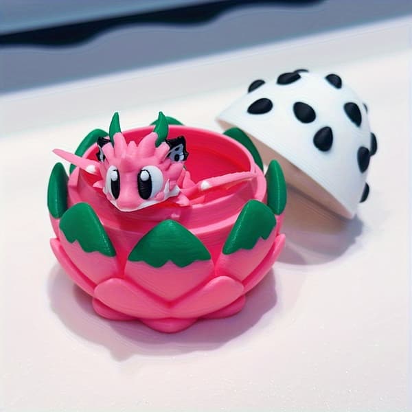 [Søt dragefruktpynt] Søt 3D-printet dragefrukt- og drageeggmodell | Plastpynt, skrivebordsdekorasjon, julegave[LD] Dragon Fruit, Fire Dragon + Dr