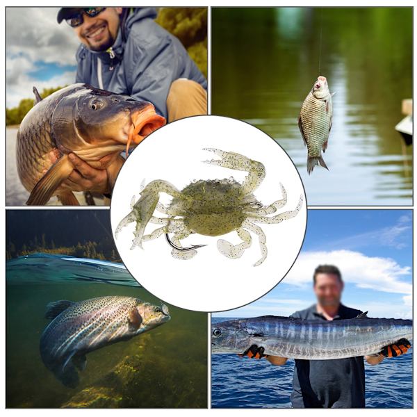 2 st Silikon Mjuka Fiskedrag Konstbete Krabba med vassa krokar Fiskredskap Tillbehör1#