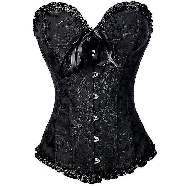 Goottilainen Palatsi Jacquard Tube Top Korsetti Liivi Muotoileva Alusasu - Musta XXL