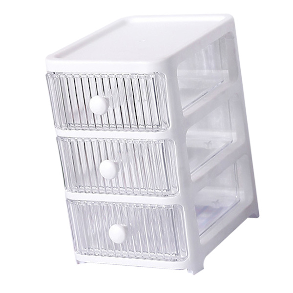 Desktop Storage Box with Drawers Multi-layer Transparent Multifunctional Stackable Desk Organizer for Home Bedroom Office 3 Layers