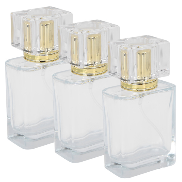 50 ml Refillable Perfume Bottle Glass Spray Transparent Liquid Empty Atomizer Container Gold