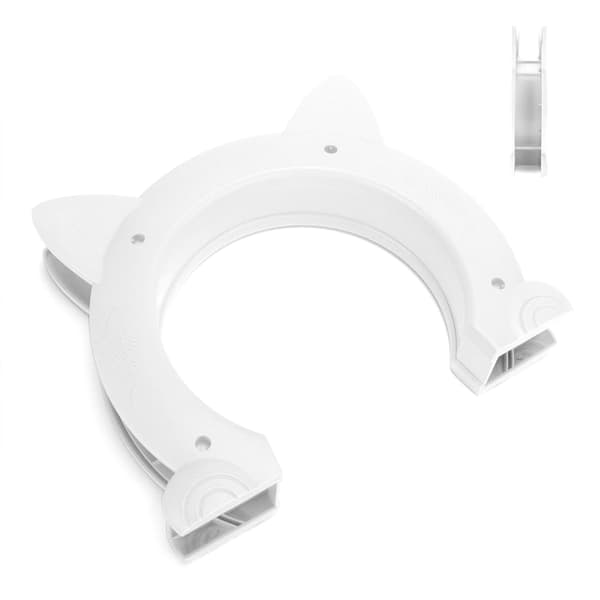 Cat Door Interior Cat Head Shaped Plastic Pass Through Door for Cat with Fishbone Pattern (White)