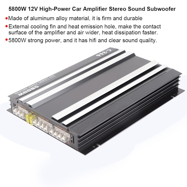 5800W 12V Højtydende Bilforstærker Hi Fi Bærbar Audio Stereo Lyd Subwoofer