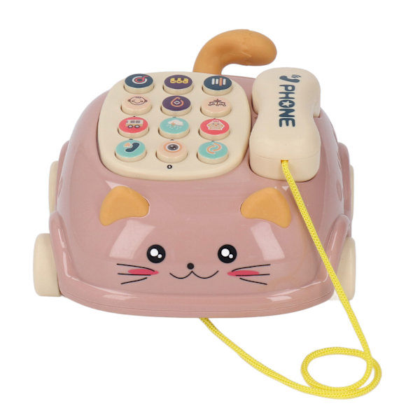 Baby Telefon Træk Legetøj Flere Lyde Kinesisk Engelsk Stemme Tiltrækkende Kat Form Baby Musik Telefon Bil