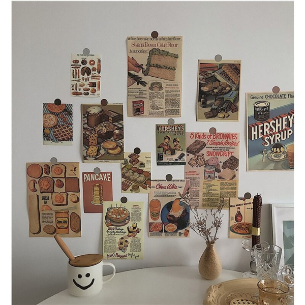 Retro affisch mat bröd bakgrundsvägg fotografi rekvisita dekorationskarta, modell: 14 bitar gourmetbröd