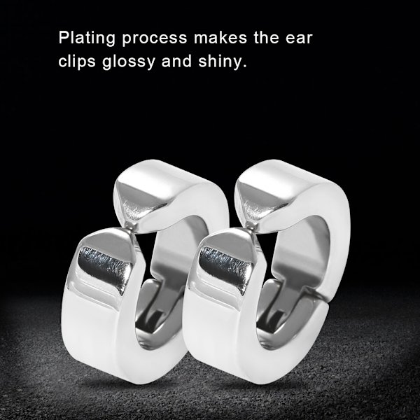 1 par elegante øreklemmer i rustfrit stål Øreringe Ear Cuff Smykker Gave (sølv glat overflade)