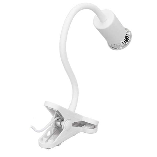 Reptilklemme Varmelampe Professionel Justerbar UVA UVB Reptil Lys med Lang Lampehælder UK-stik 220V Hvid