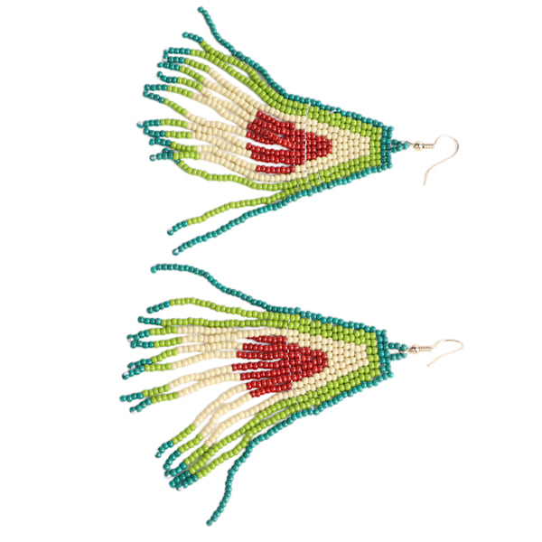 Lange Øredobber med Perler og Dusker, Boho Stil, Avokado Perleheng Øredobber for Kvinner og Jenter