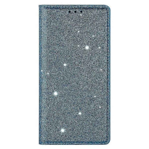 Cover til iPhone 16 Plus, glitrende PU-læder + TPU med kortholder - Rosa Blue